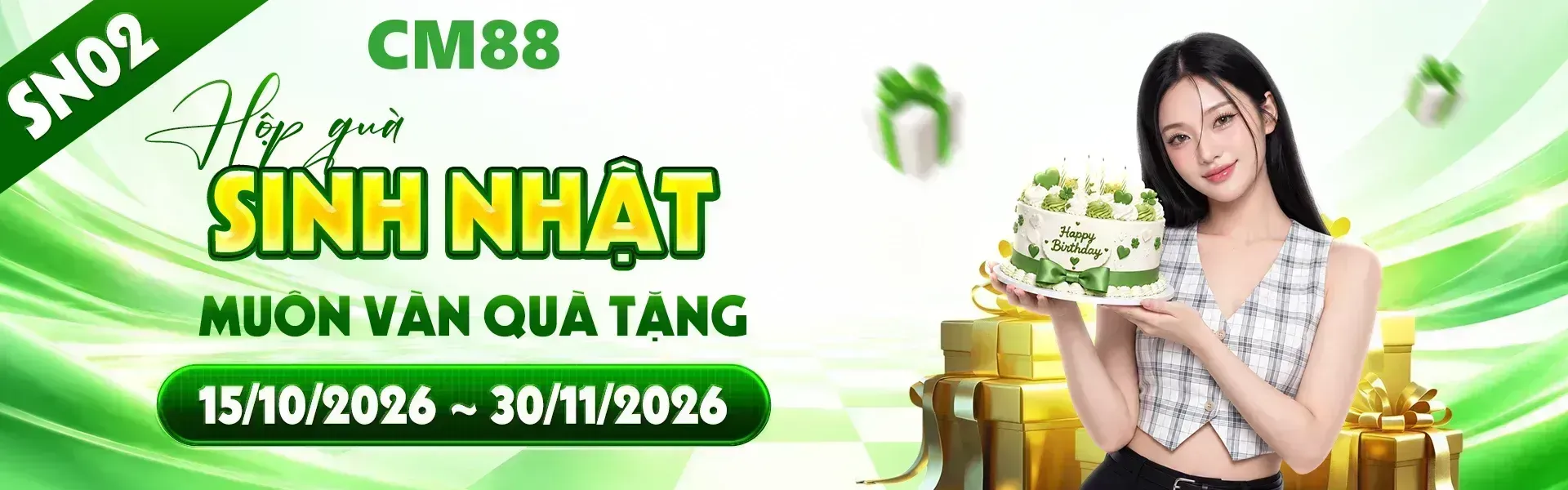 4. CM88 gửi đến hội viên chương trình mừng sinh nhật với hàng ngàn phần quà và nhiều phần thưởng hấp dẫn. Nhanh tay tạo tài khoản để khám phá ngay.